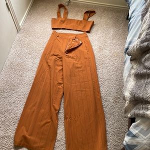 Danielle Bernstein wide leg trouser and crop top set